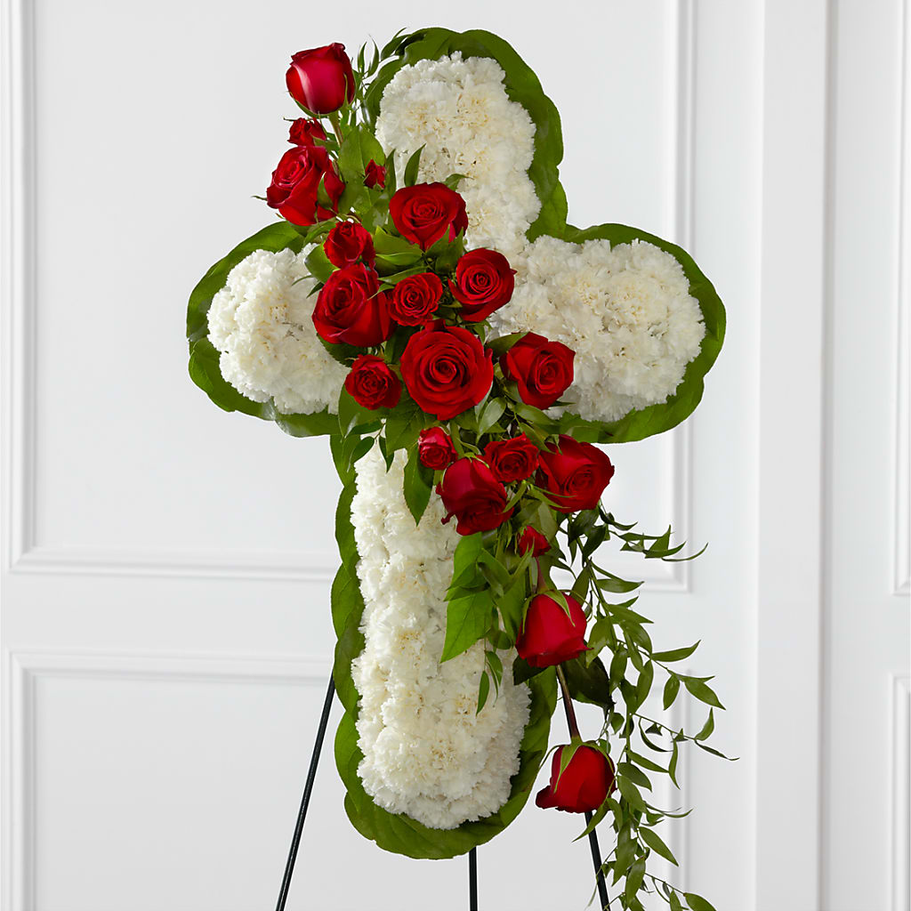 Floral Cross Easel – Visalia Flower Shop, Visalia CA