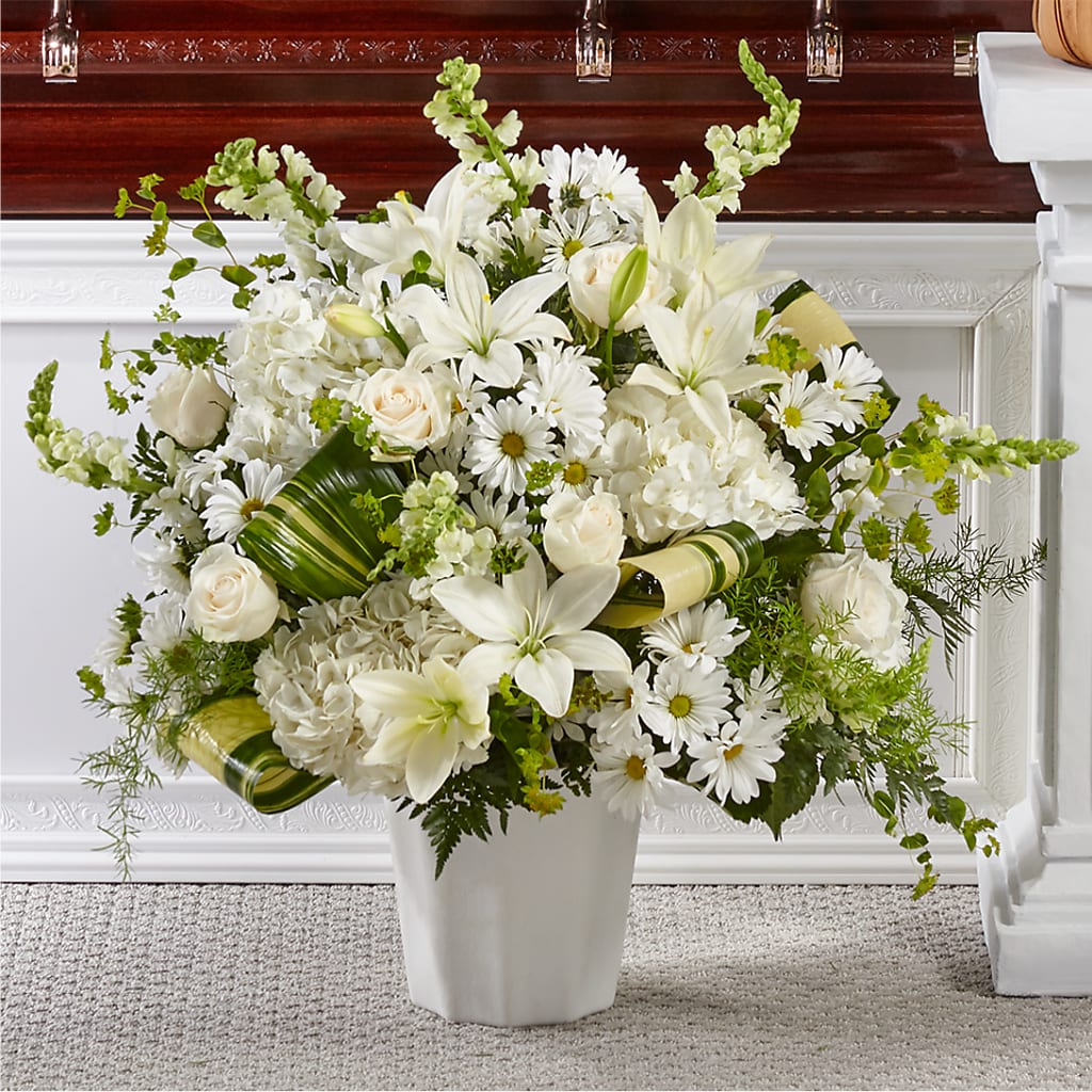 Thoughts of Tranquility Floor Basket – Visalia Flower Shop, Visalia CA