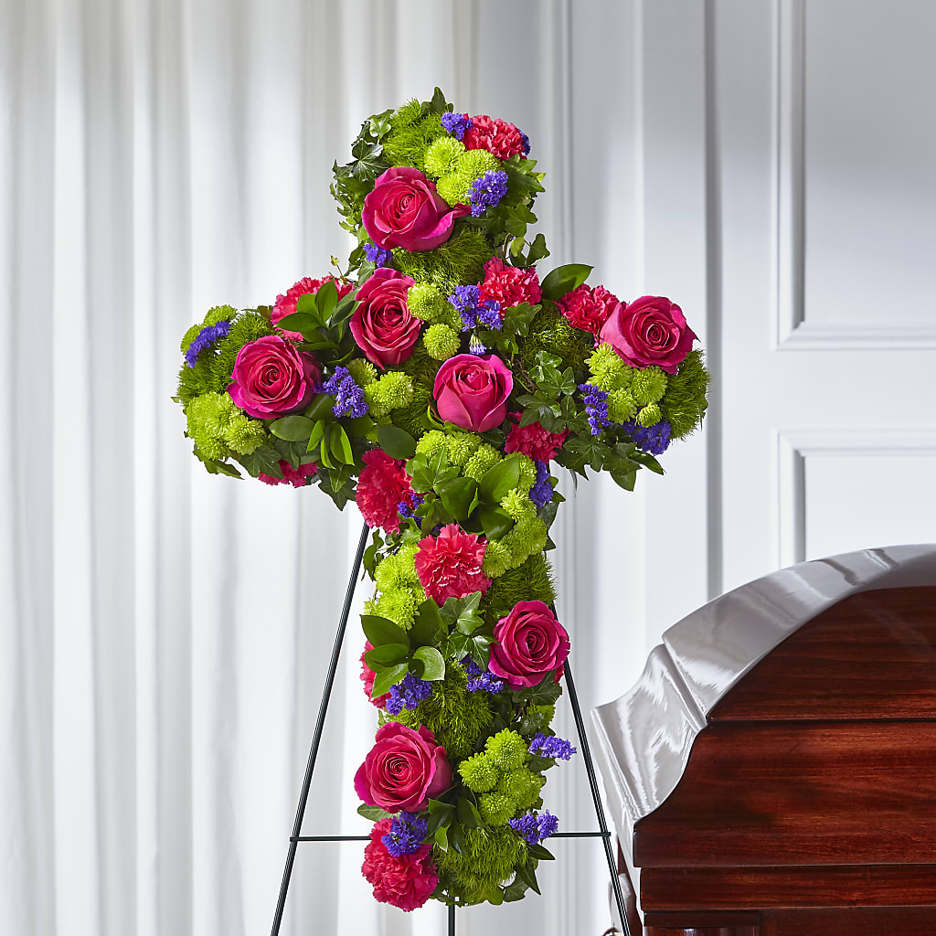 Tribute Rose Floral Cross – Visalia Flower Shop, Visalia CA