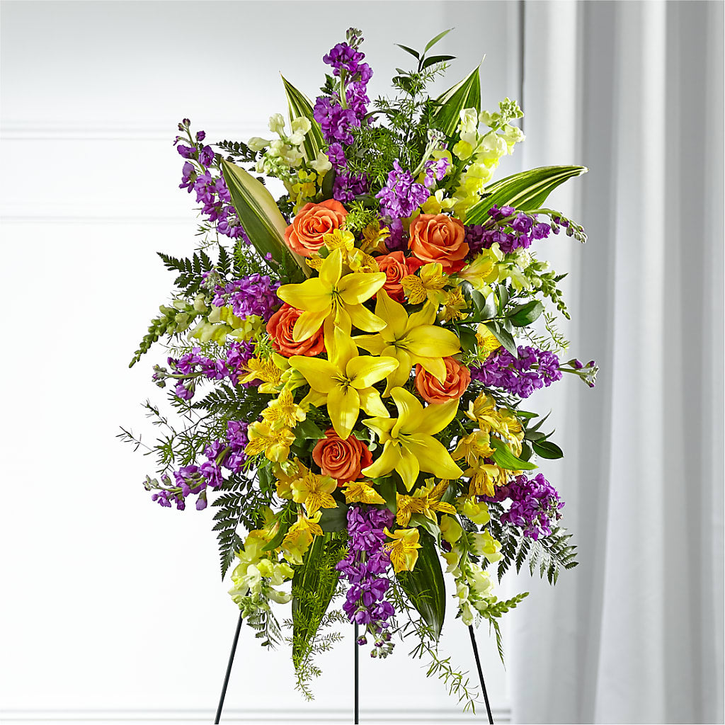 Thoughtful Prayers Standing Spray – Visalia Flower Shop, Visalia CA
