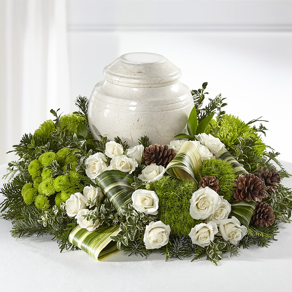 Precious Evergreen Cremation Adornment – Visalia Flower Shop, Visalia CA