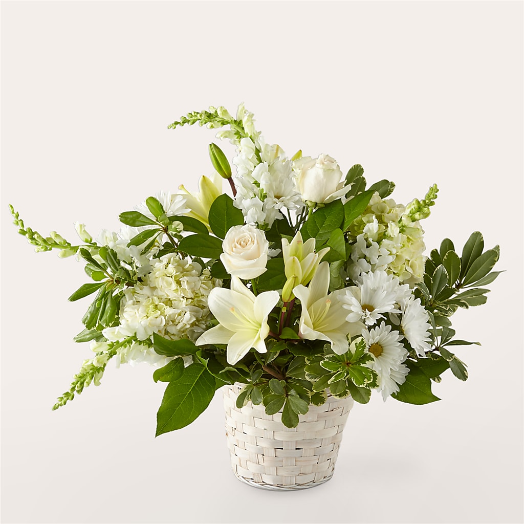 Ivory Elegance Floral Basket – Visalia Flower Shop, Visalia CA