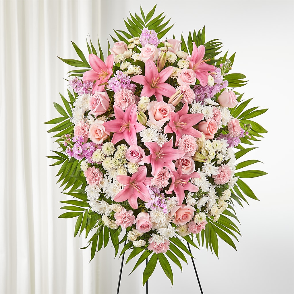 Offering Solace Standing Spray – Visalia Flower Shop, Visalia CA