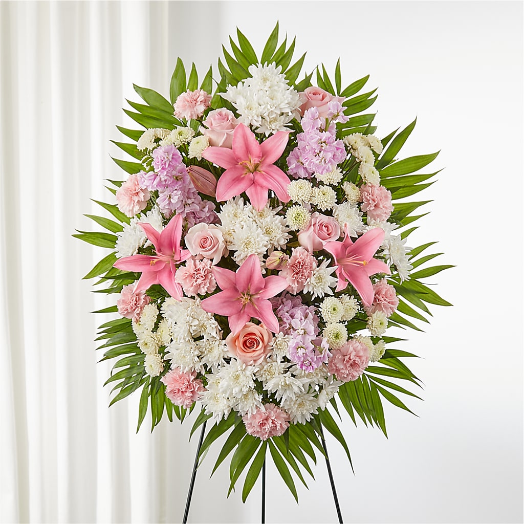 Offering Solace Standing Spray – Visalia Flower Shop, Visalia CA