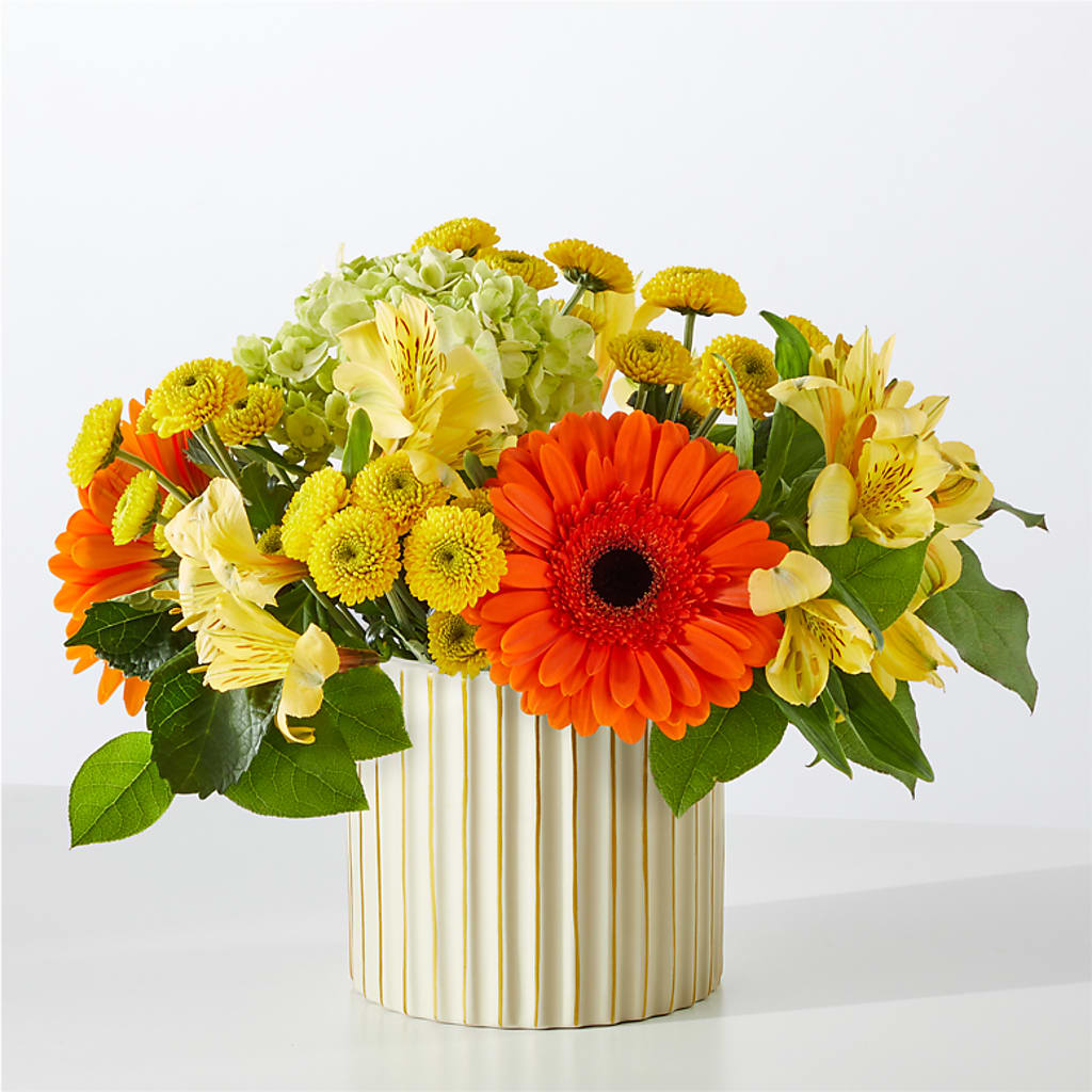 Autumn Sunshine Bouquet with Ivory Vase – Visalia Flower Shop, Visalia CA