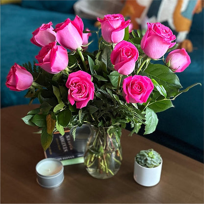 Long Stem Pink Rose Bouquet –  Visalia Flower Shop, Visalia CA
