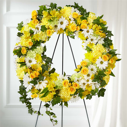 Golden Remembrance Wreath –  Visalia Flower Shop, Visalia CA