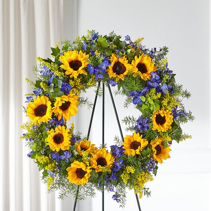 Bright Rays Wreath –  Visalia Flower Shop, Visalia CA