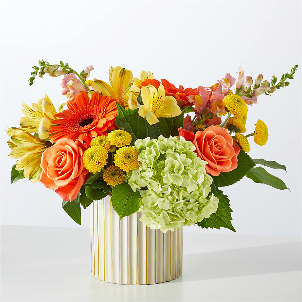 Autumn Sunshine Bouquet with Ivory Vase –  Visalia Flower Shop, Visalia CA