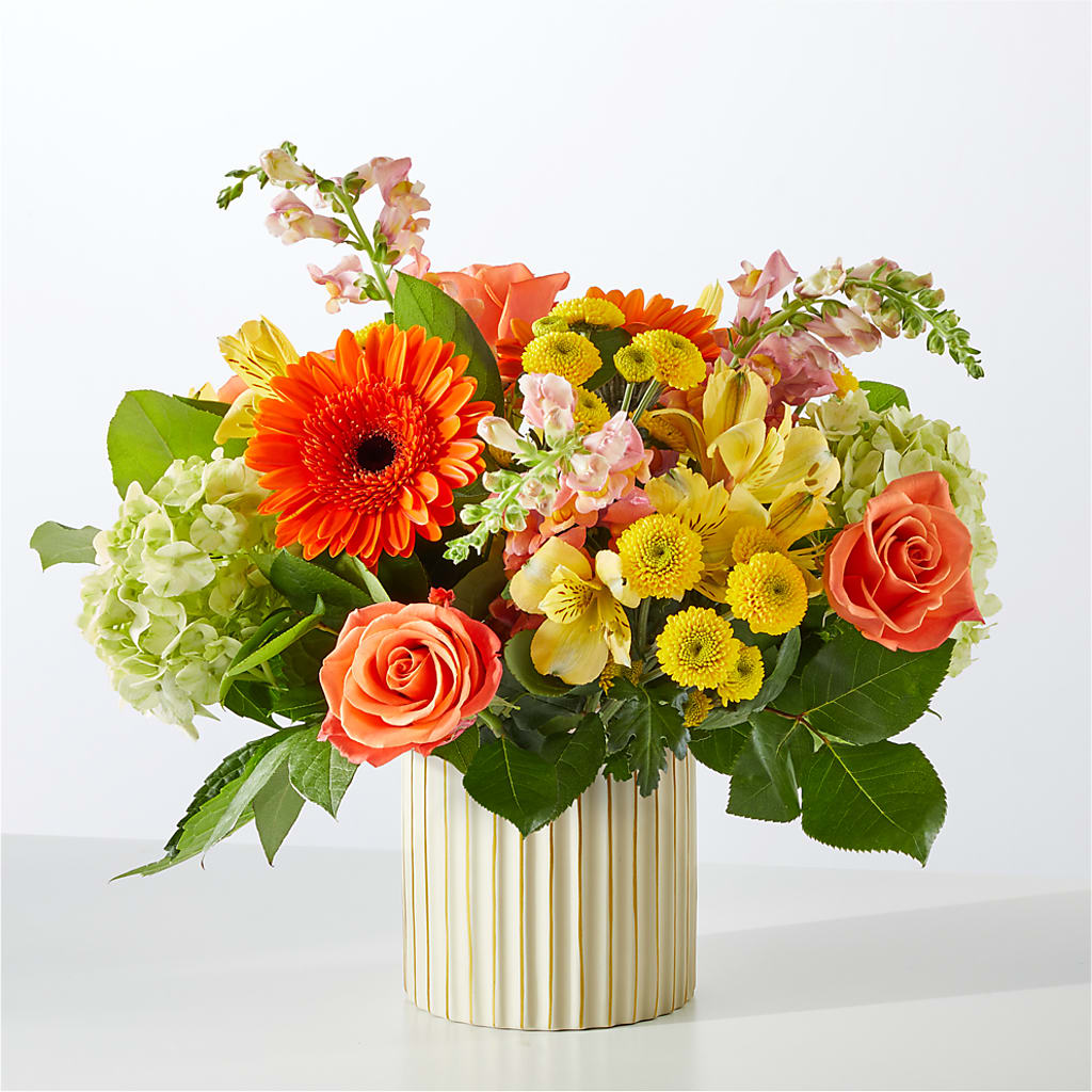 Autumn Sunshine Bouquet with Ivory Vase –  Visalia Flower Shop, Visalia CA