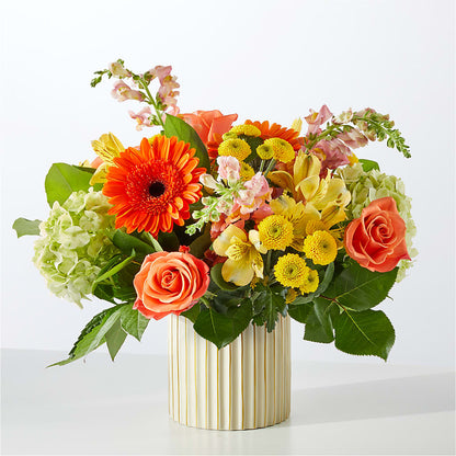 Autumn Sunshine Bouquet with Ivory Vase –  Visalia Flower Shop, Visalia CA