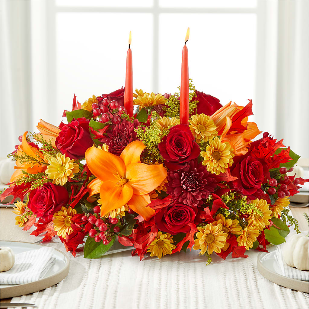 Autumn's Embrace Centerpiece –  Visalia Flower Shop, Visalia CA