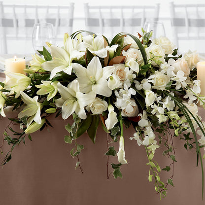 White Linen Arrangement –  Visalia Flower Shop, Visalia CA